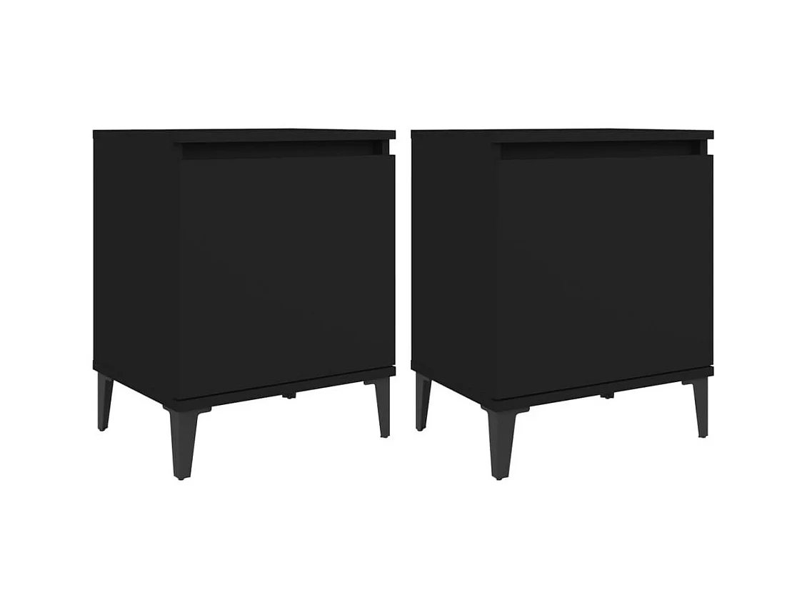 Nachtkastjes 2 st met metalen poten 40x30x50 cm zwart