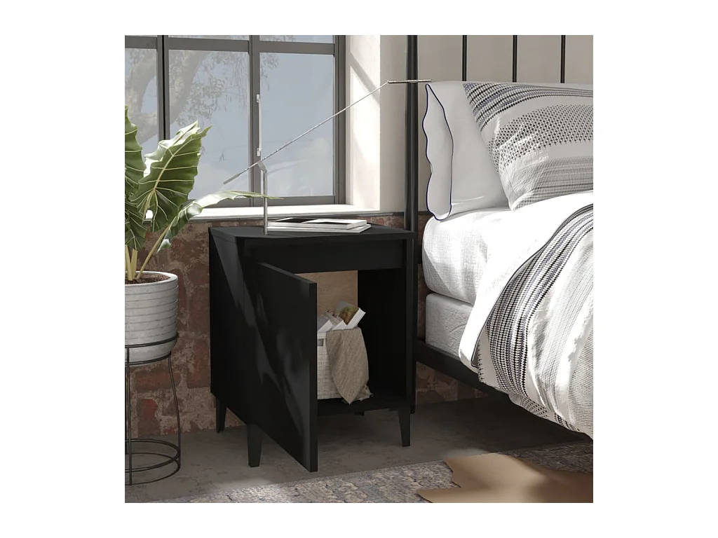 Nachtkastjes 2 st met metalen poten 40x30x50 cm zwart