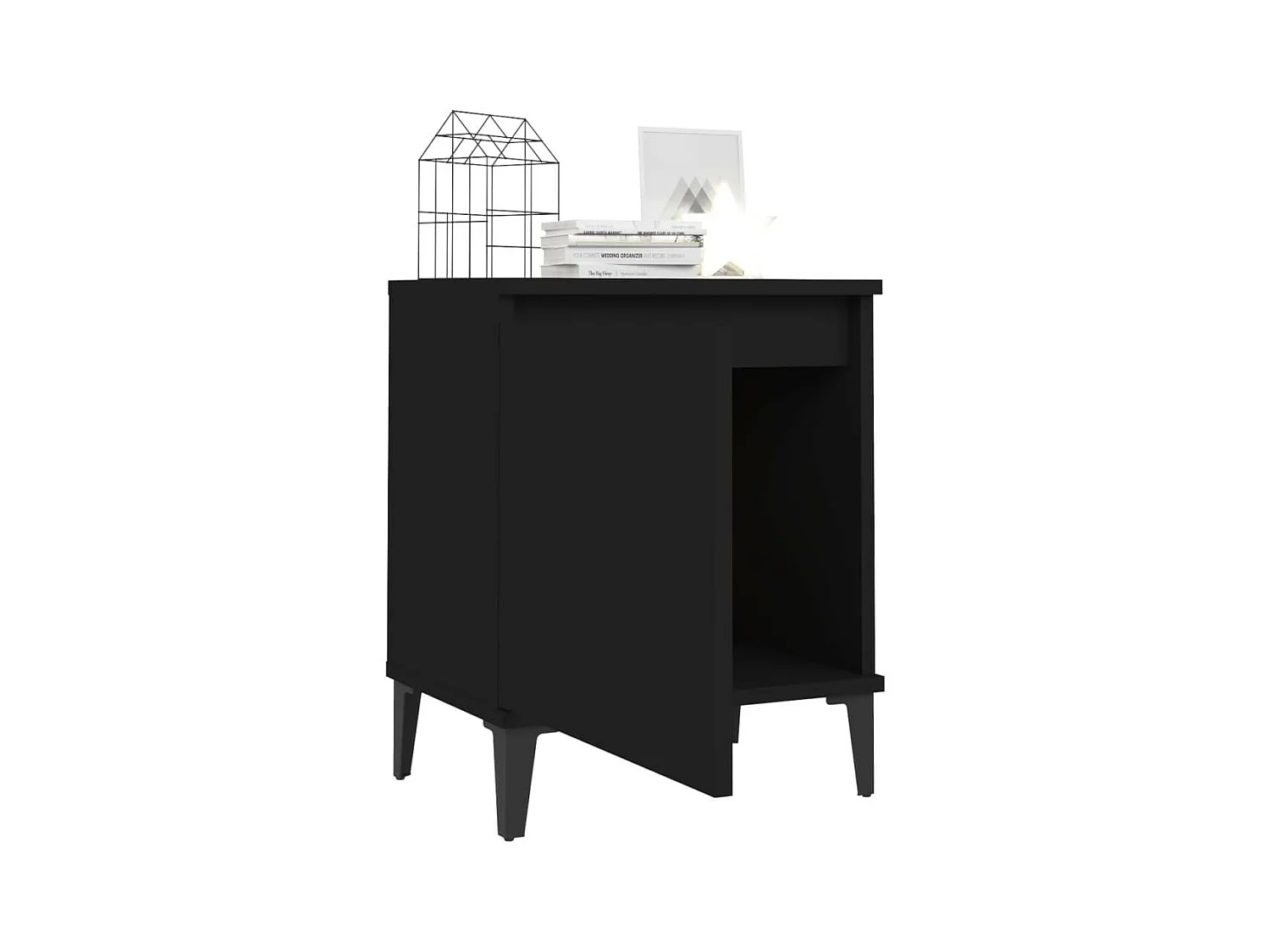 Nachtkastjes 2 st met metalen poten 40x30x50 cm zwart