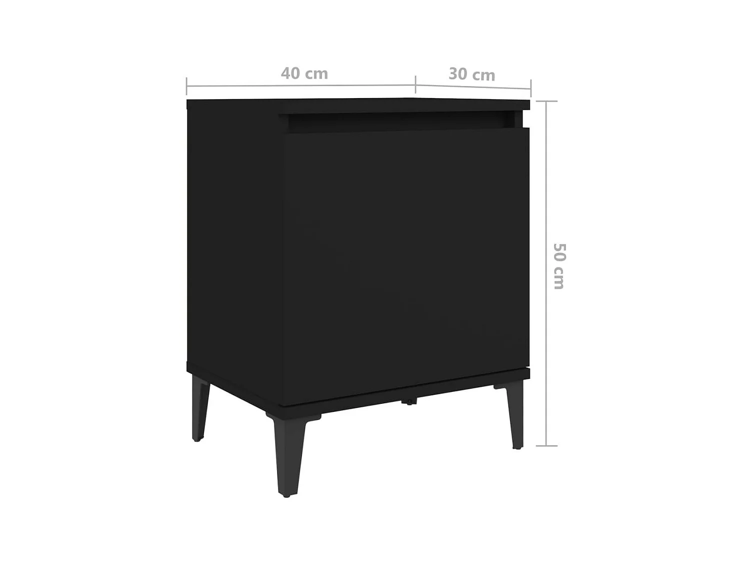 Nachtkastjes 2 st met metalen poten 40x30x50 cm zwart