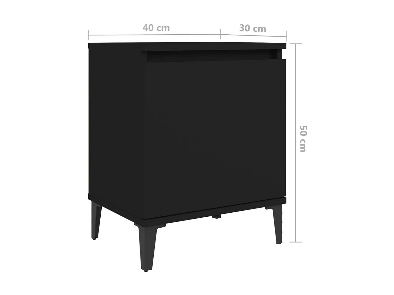 Tables de chevet avec pieds en métal 2 pcs Noir 40x30x50