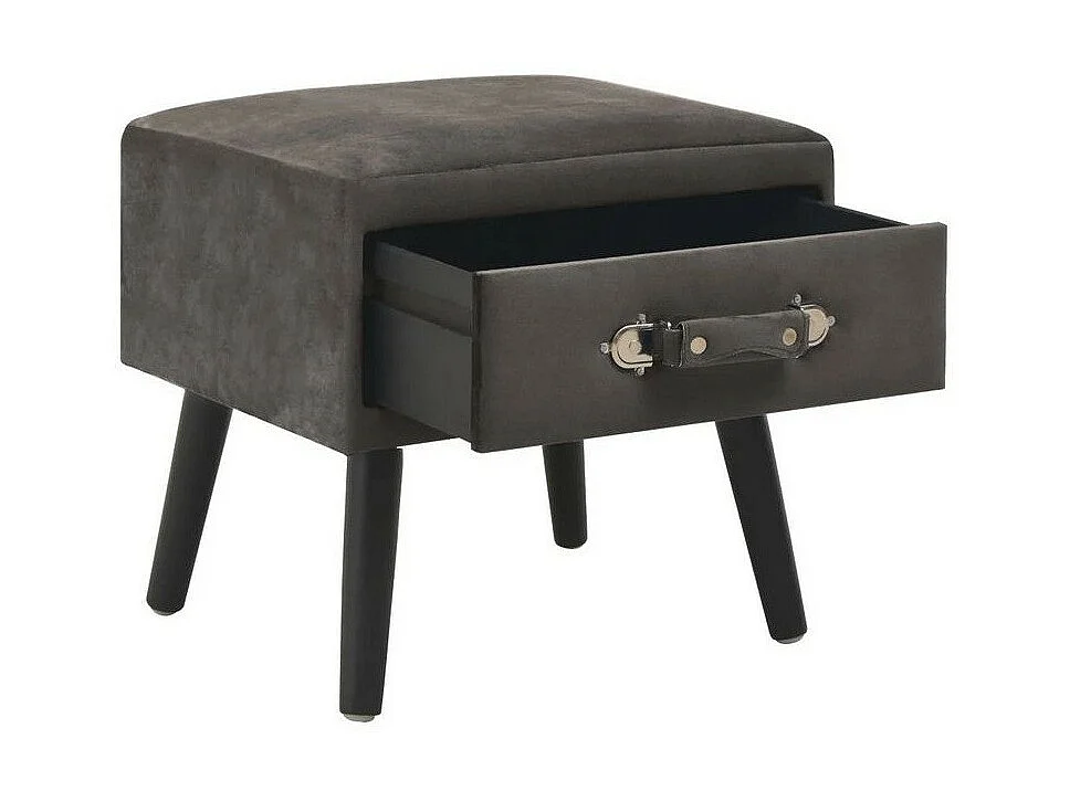 Table de chevet velours gris et pieds pin massif Twilly
