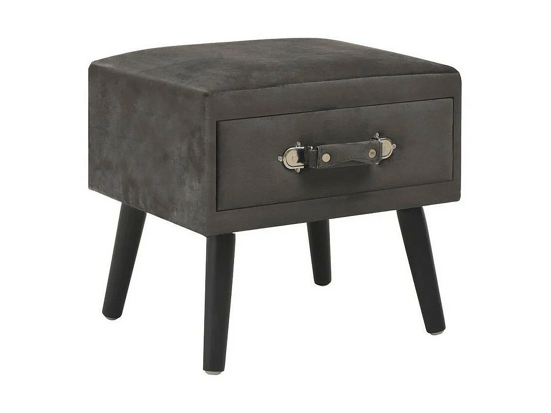 Table de chevet velours gris et pieds pin massif Twilly