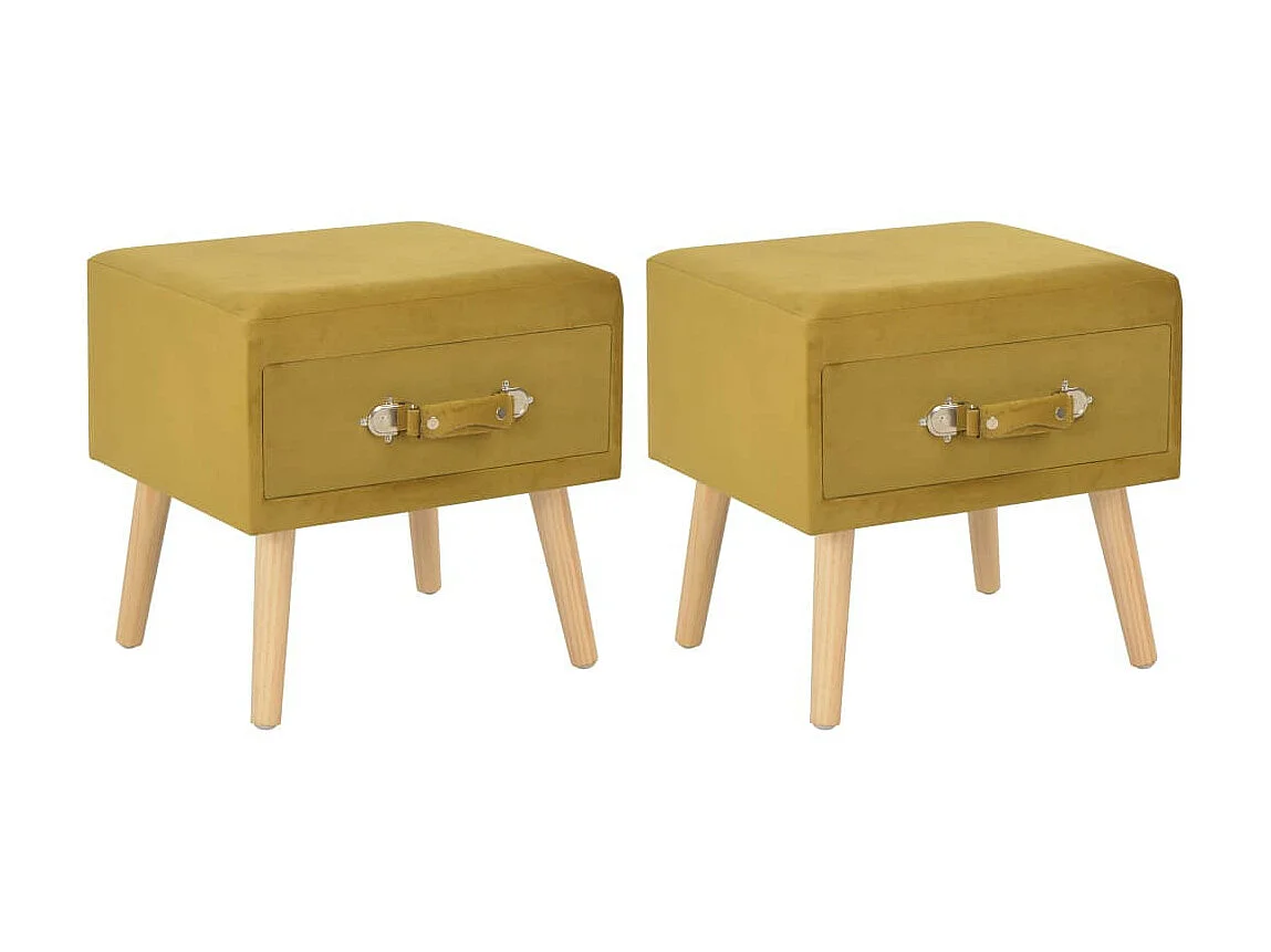 Tables de chevet 2 pcs Moutarde 40x35x40 Velours