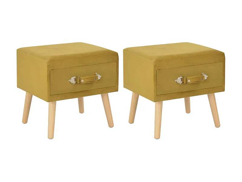 Tables de chevet 2 pcs Moutarde 40x35x40 Velours