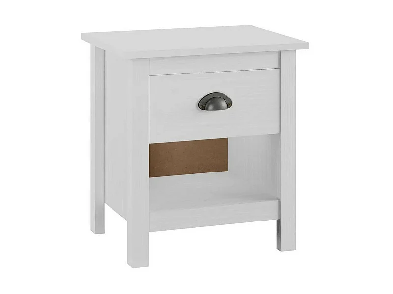 Chevet 1 tiroir pin massif blanc Berti - Lot de 2