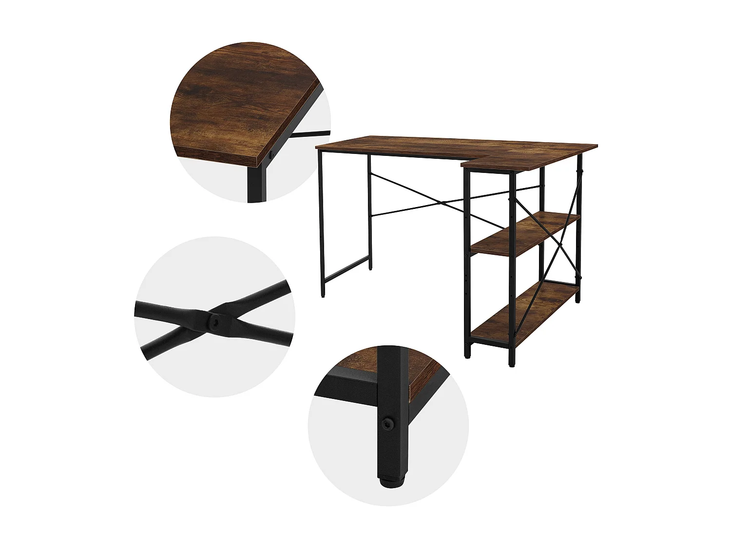 Bureau Bureau en L Table de travail d'angle Table d'ordinateur 120 cm