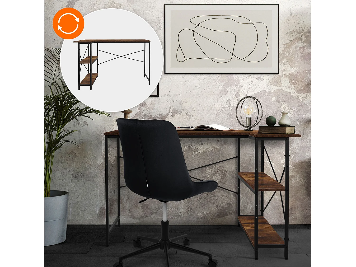 Bureau Bureau en L Table de travail d'angle Table d'ordinateur 120 cm