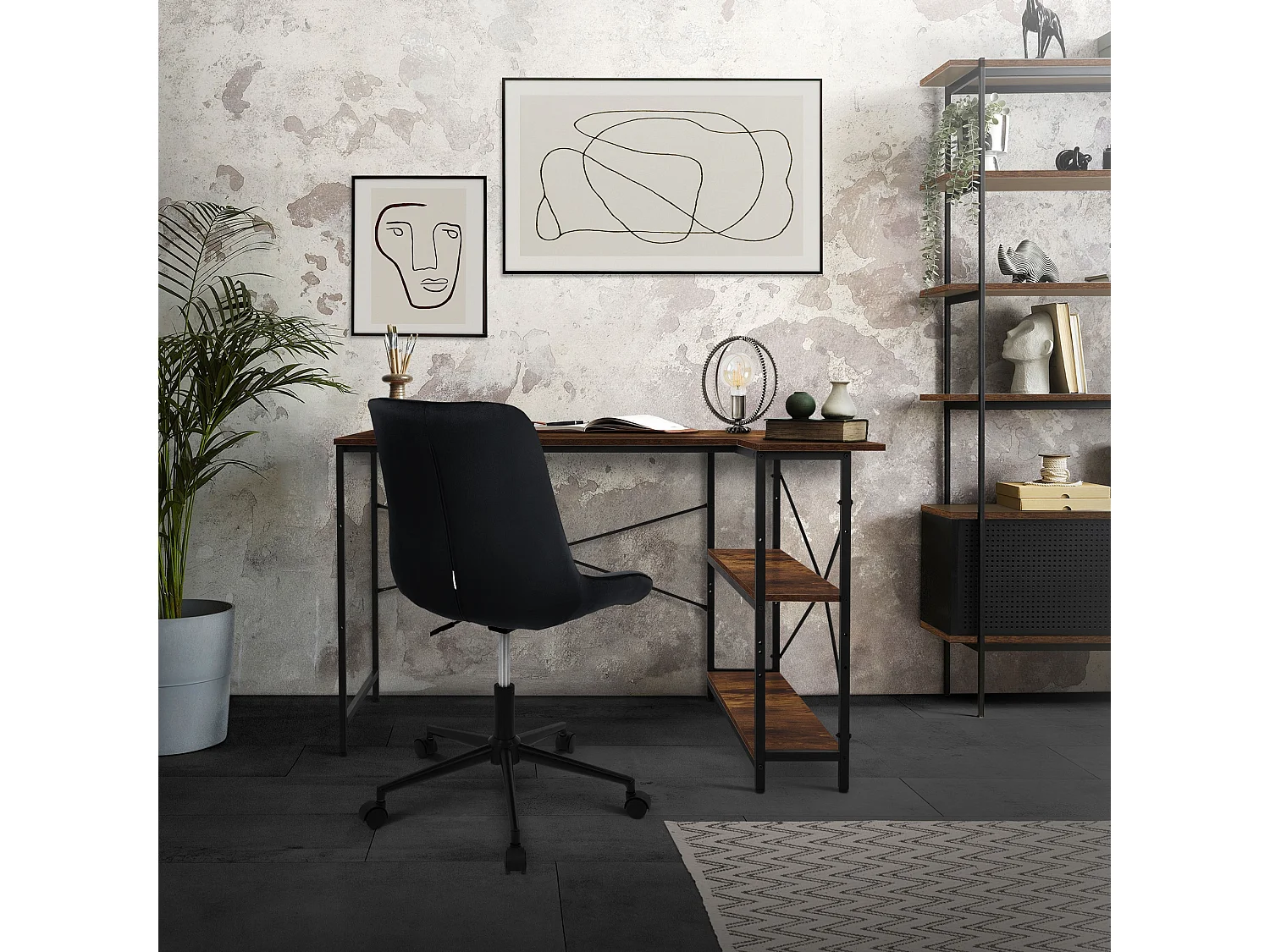 Bureau Bureau en L Table de travail d'angle Table d'ordinateur 120 cm