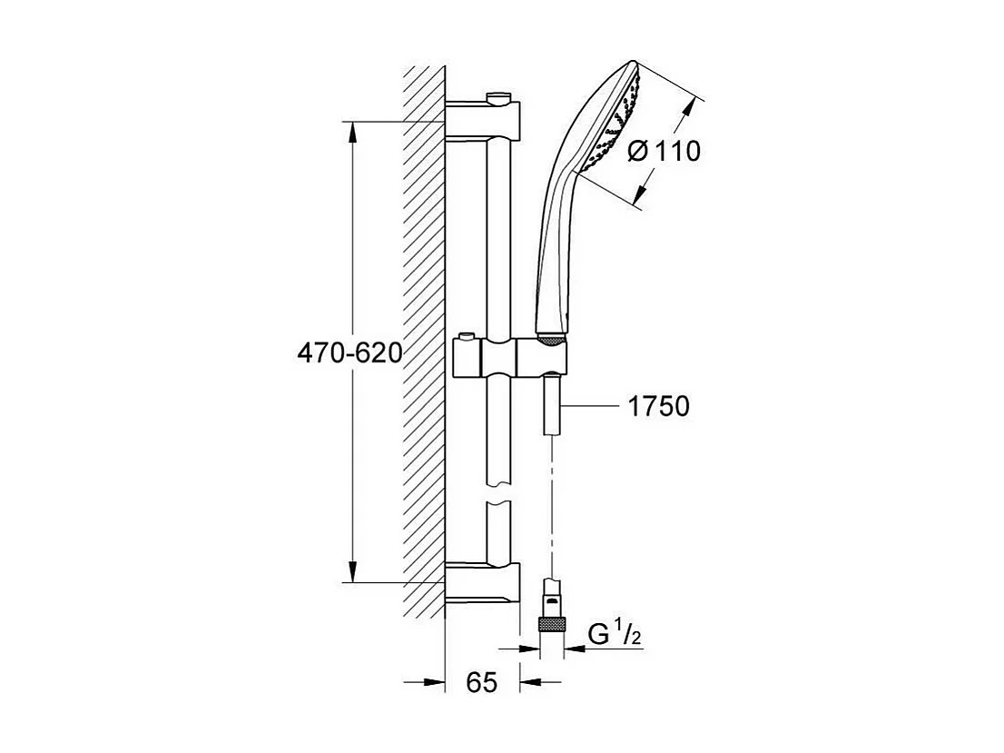 GROHE - Ensemble de douche 1 jet avec barre
