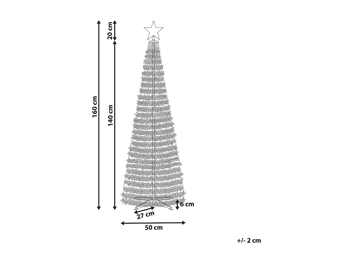 Deko Weihnachstbaum 160 cm mit Smart LED Beleuchtung mehrfarbig App-Steuerung SAARLOQ