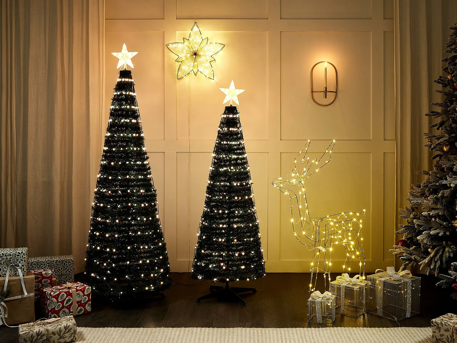 Décoration de Noël au sol LED intelligente avec l'application SAARLOQ Arbre de Noël 160 cm Vert