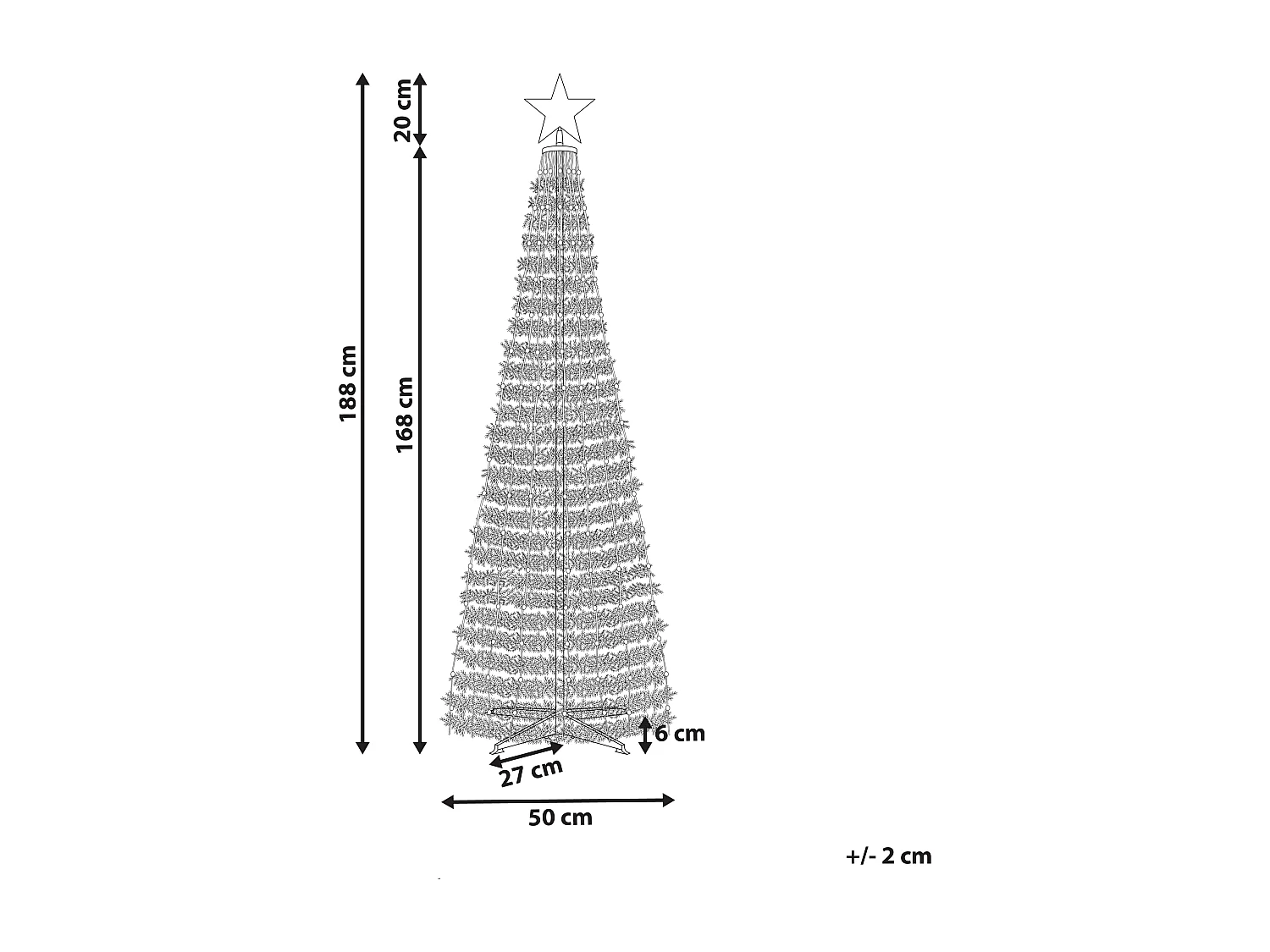 Albero di Natale con luci a LED e App multicolore 188 cm SAARLOQ