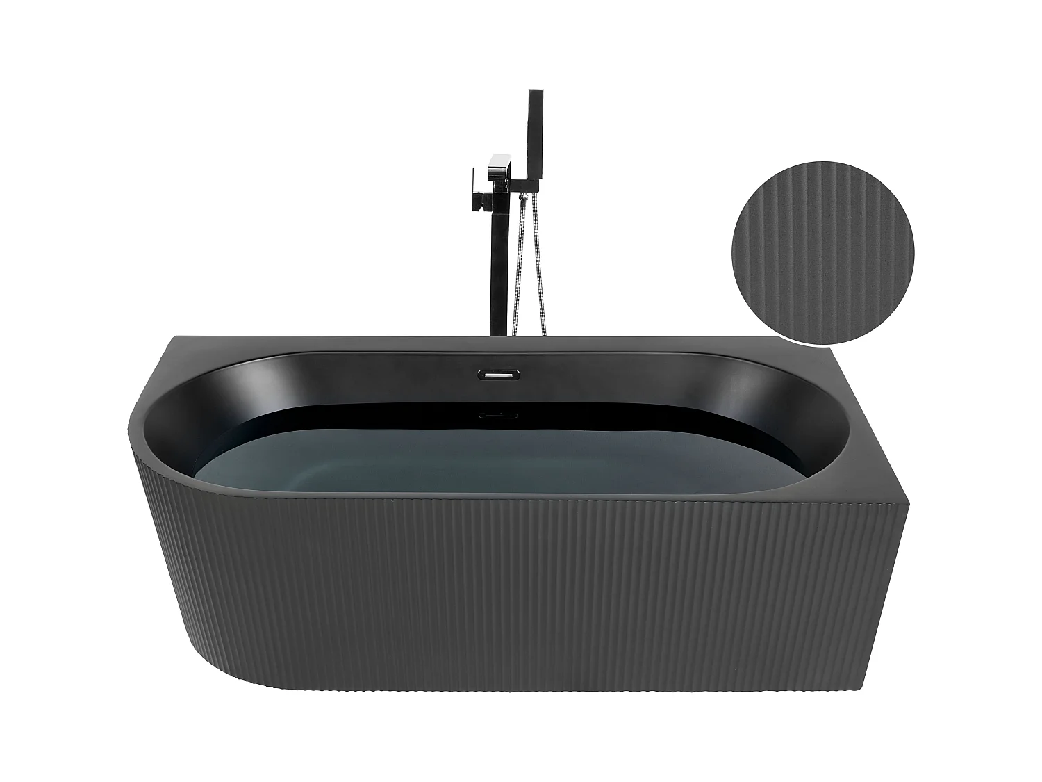 Eckbadewanne GOCTA linksseitig 170 x 80 cm Schwarz