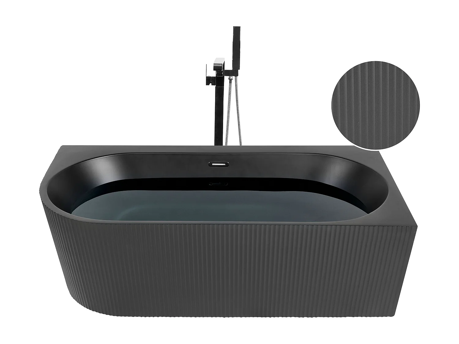 Eckbadewanne GOCTA linksseitig 170 x 80 cm Schwarz