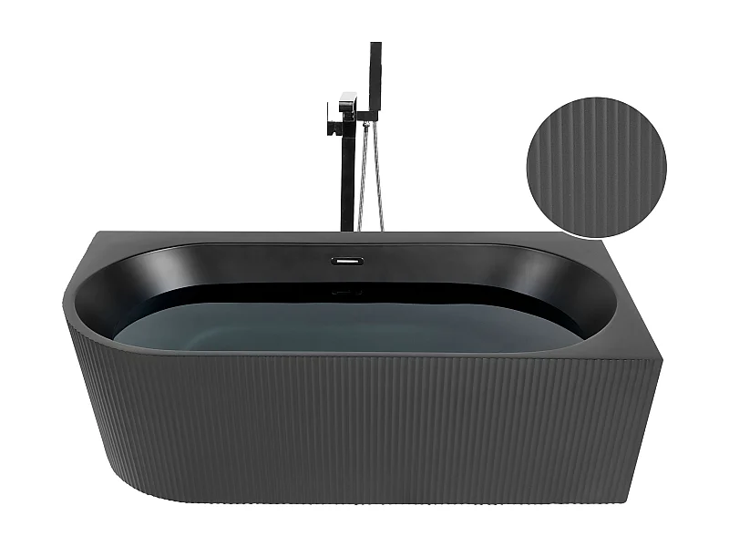 Eckbadewanne GOCTA linksseitig 170 x 80 cm Schwarz