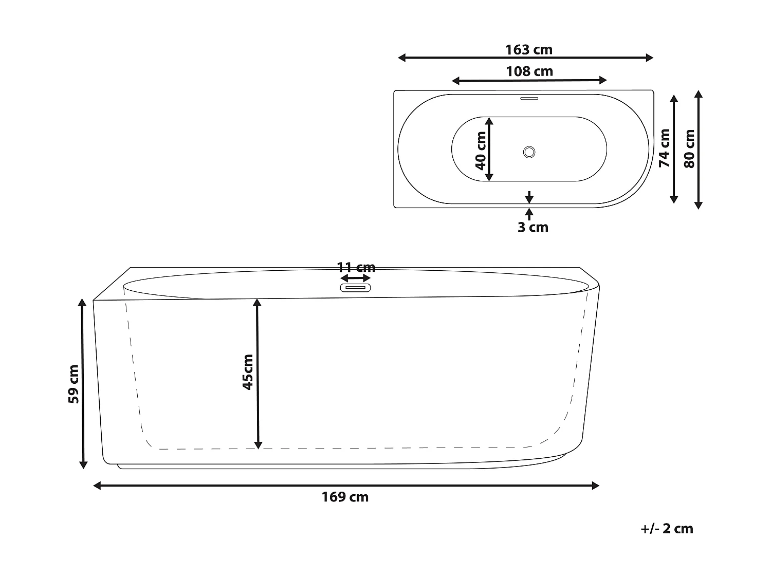 Wanna GOCTA Prawostronny 170 x 78 cm Biały
