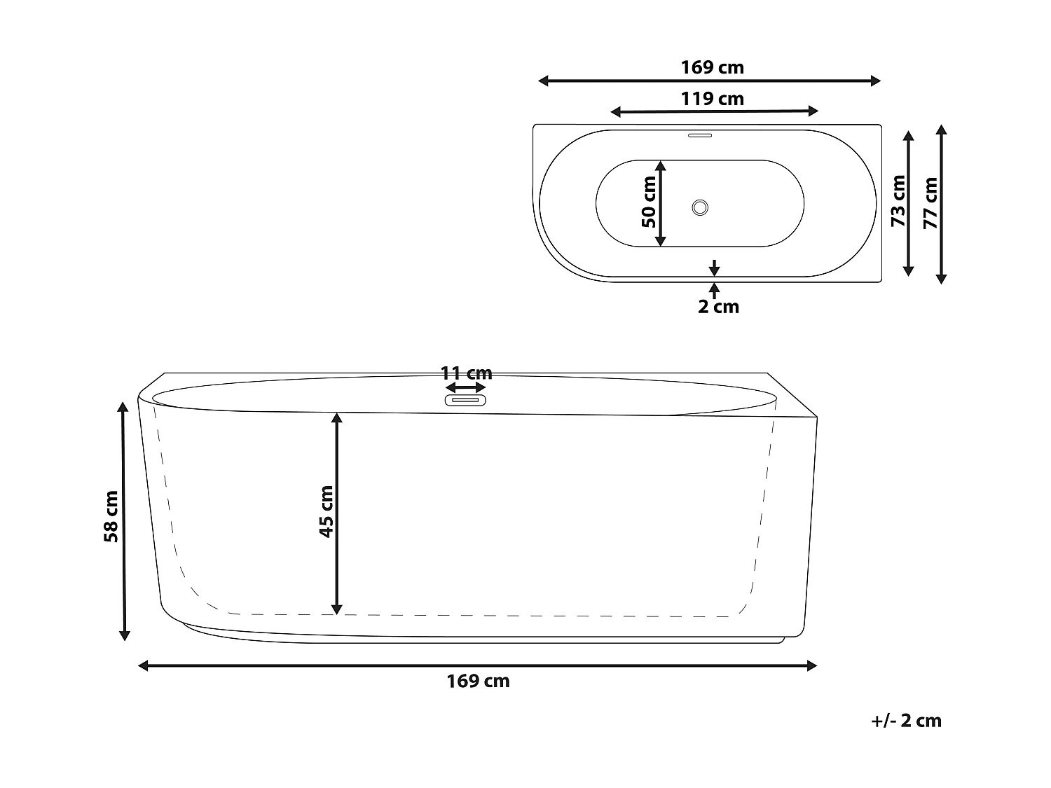 Vasca da bagno angolare GOCTA Lato Sinistro Bianco