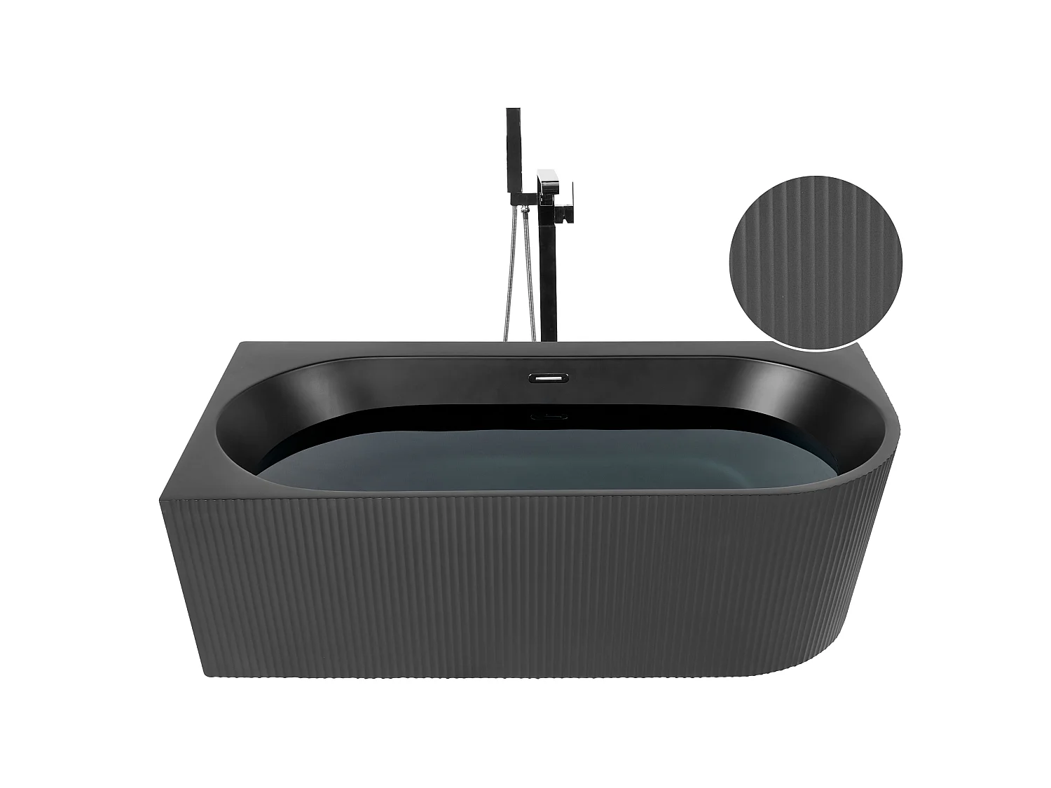 Eckbadewanne GOCTA rechtsseitig 170 x 80 cm Schwarz