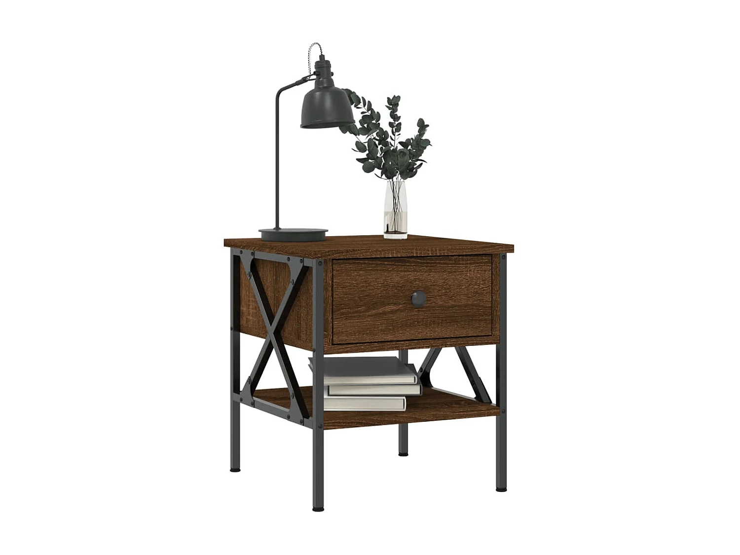 2er-Set Nachttische Nachtschrank Braun Eichen-Optik 40x42x45 cm Holzwerkstoff -RN20805