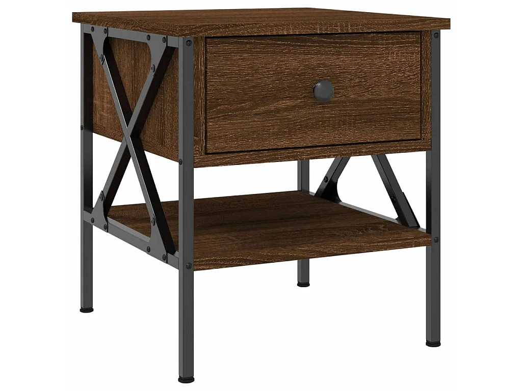 2er-Set Nachttische Nachtschrank Braun Eichen-Optik 40x42x45 cm Holzwerkstoff -RN20805