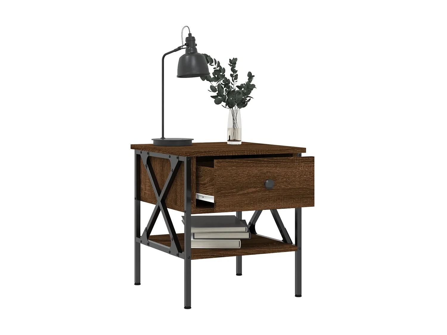 2er-Set Nachttische Nachtschrank Braun Eichen-Optik 40x42x45 cm Holzwerkstoff -RN20805