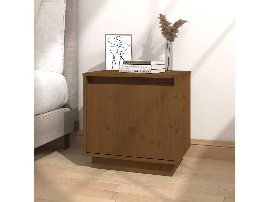 2er-Set Nachttische Nachtschrank Honigbraun 40x30x40 cm Massivholz Kiefer -RN18034