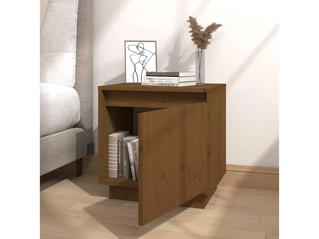 2er-Set Nachttische Nachtschrank Honigbraun 40x30x40 cm Massivholz Kiefer -RN18034