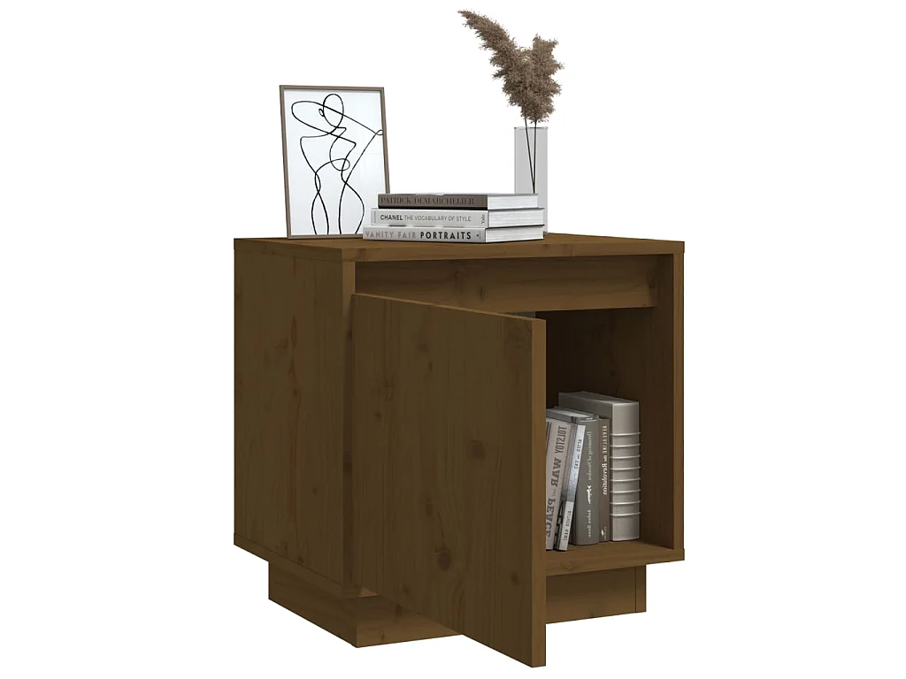 2er-Set Nachttische Nachtschrank Honigbraun 40x30x40 cm Massivholz Kiefer -RN18034