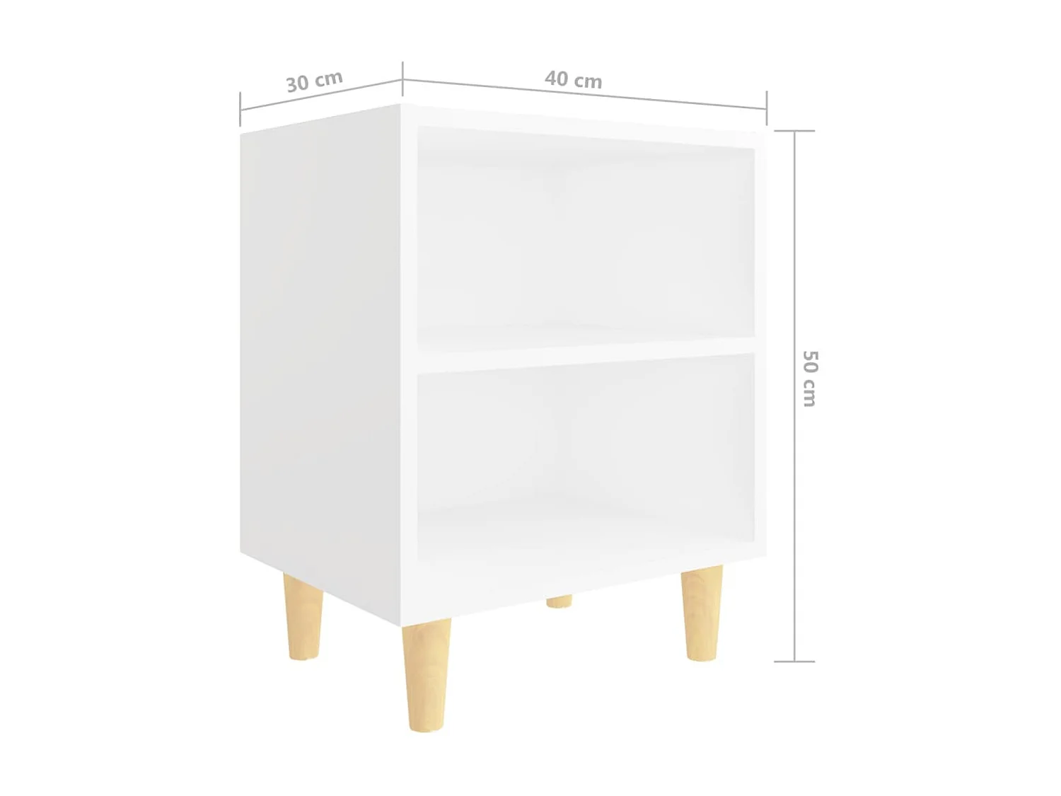 Nachttisch Nachtschrank mit Massivholz-Beinen Weiß 40x30x50 cm -RN91335