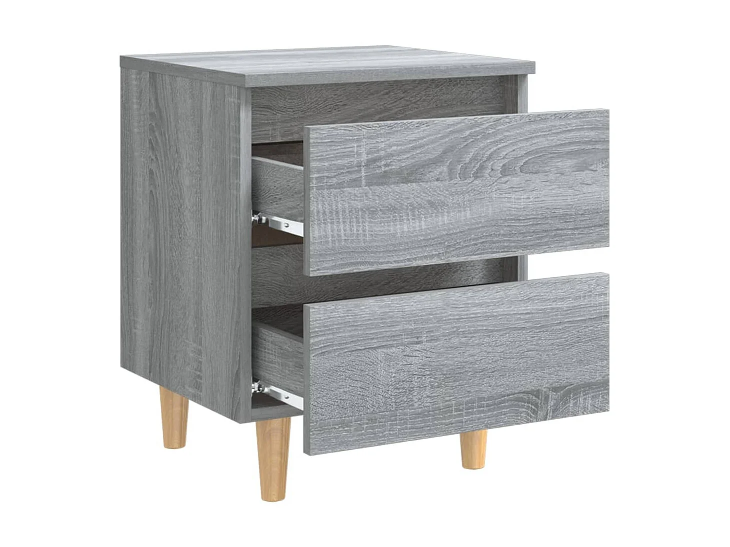 Nachttisch mit Massivholz-Beinen 2er-Set Grau Sonoma 40x35x50cm -RN93525