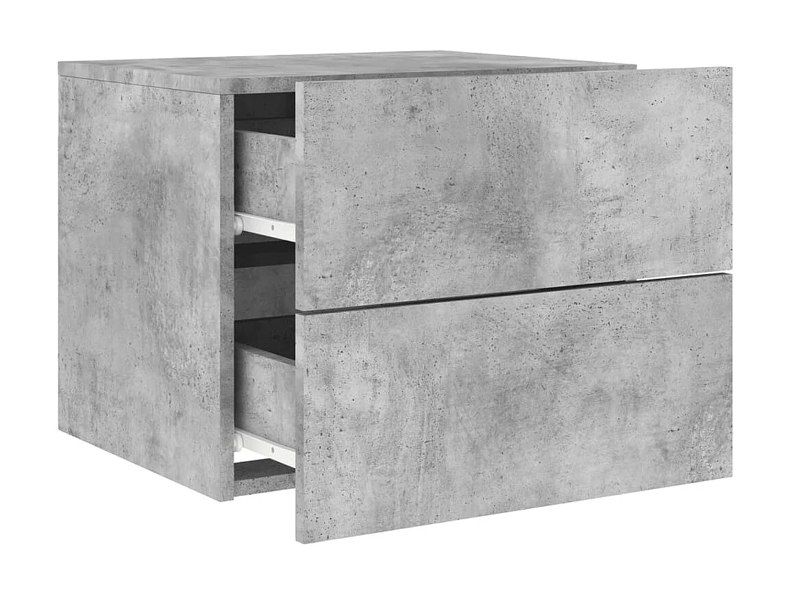 Wand-Nachttisch Nachtschrank mit LED-Leuchten Betongrau -RN48123