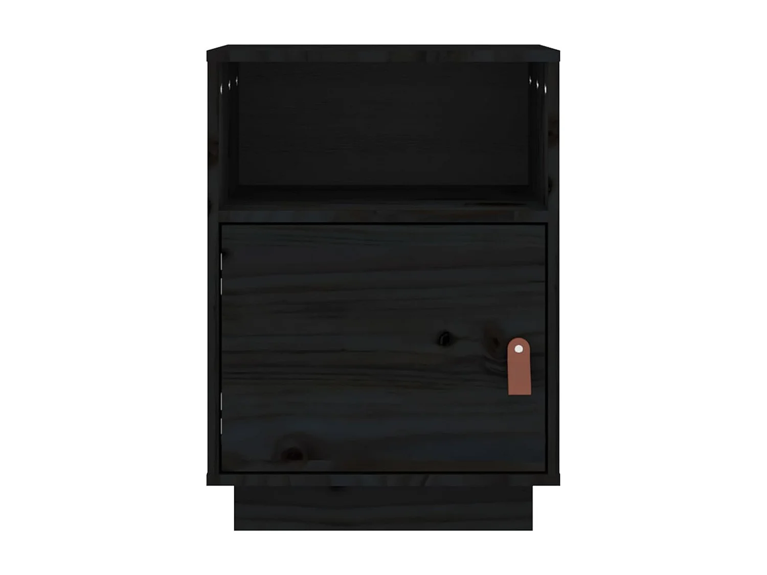 Nachttisch Nachtschrank Schwarz 40x34x55 cm Massivholz Kiefer -RN13486