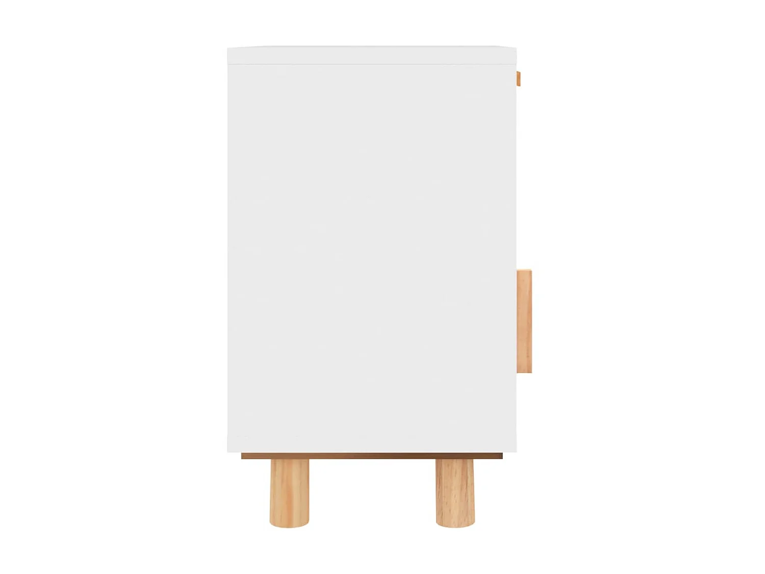 2er-Set Nachttische Nachtschrank Weiß Massivholz Kiefer und Natur-Rattan -RN71585