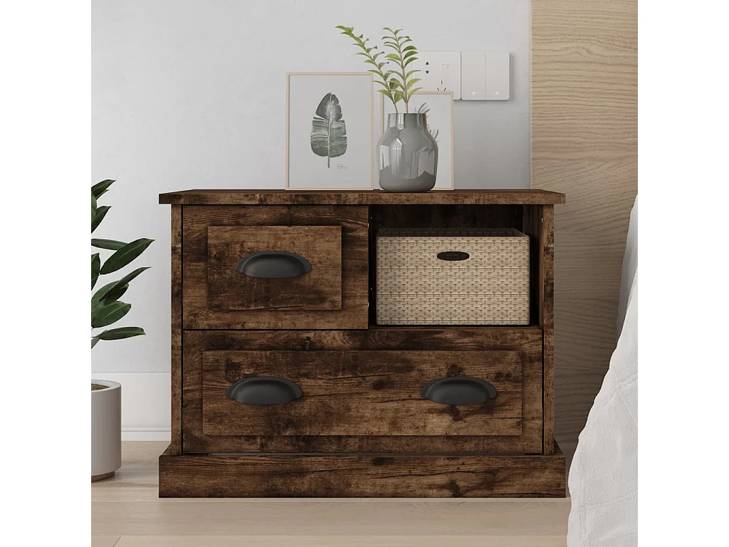 Nachttisch Nachtschrank Räuchereiche 60x39x45 cm -RN47440