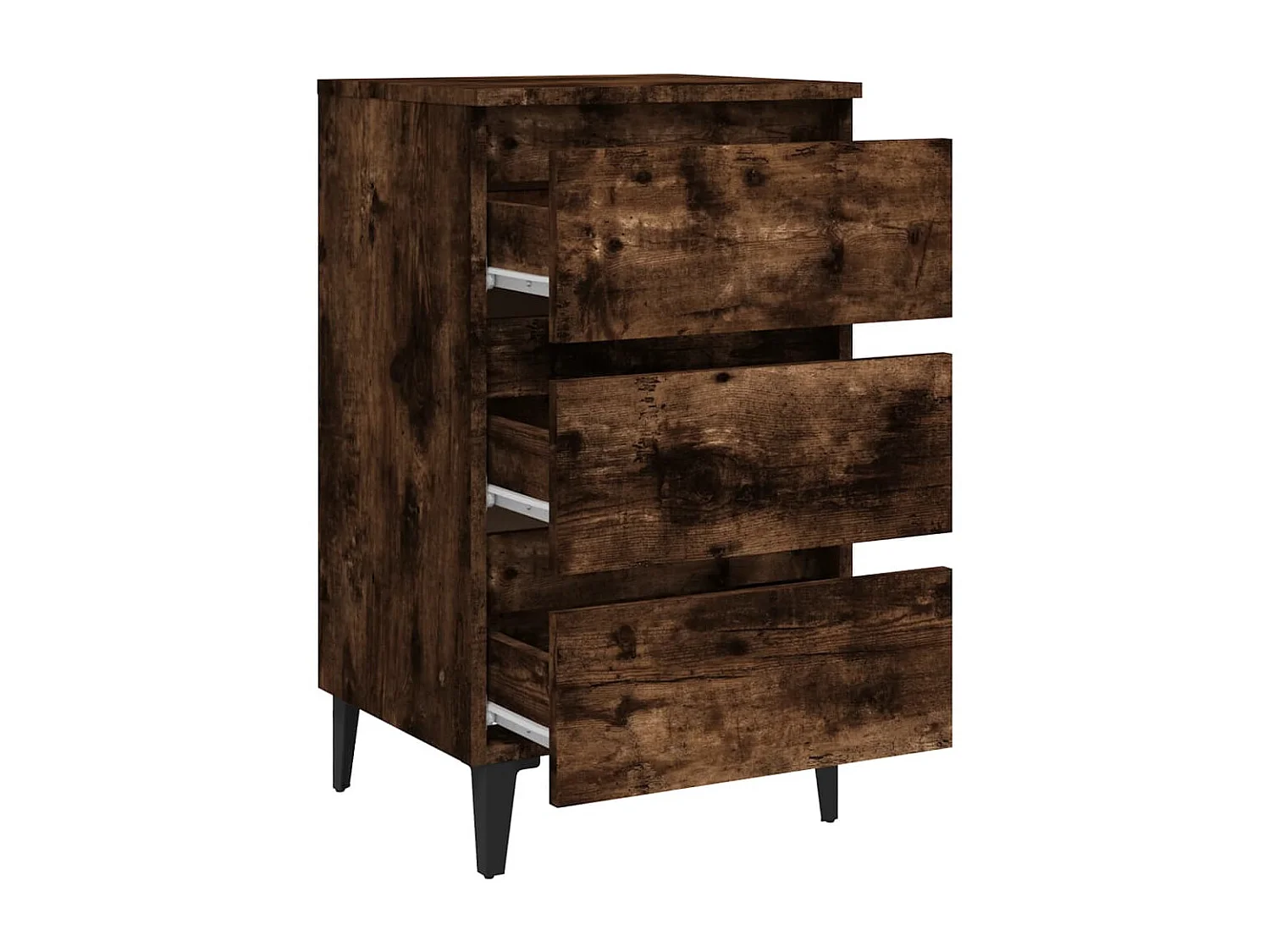 Nachttisch Nachtschrank mit Metallbeinen Räuchereiche 40x35x69 cm -RN11341