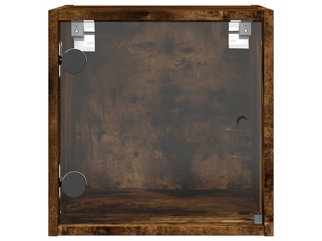 Nachttisch Nachtschrank mit Glastür Räuchereiche 35x37x35 cm -RN80549