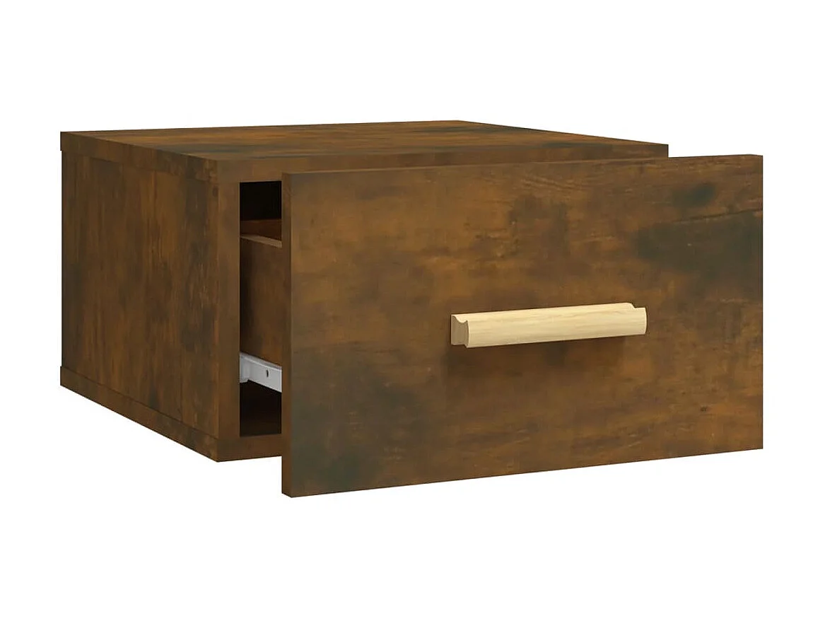 2er-Set Wand-Nachttische Nachtschrank Räuchereiche 35x35x20 cm -RN44654