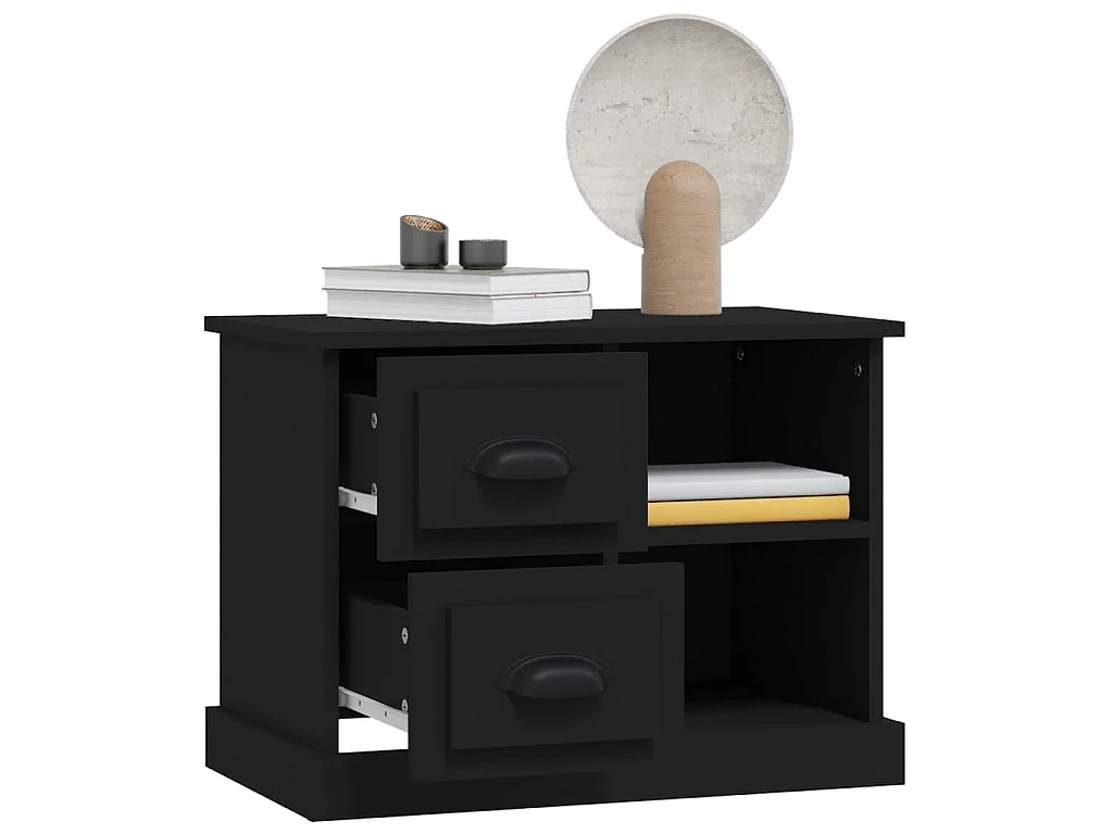 Nachttisch Nachtschrank Schwarz 60x35,5x45 cm -RN41053