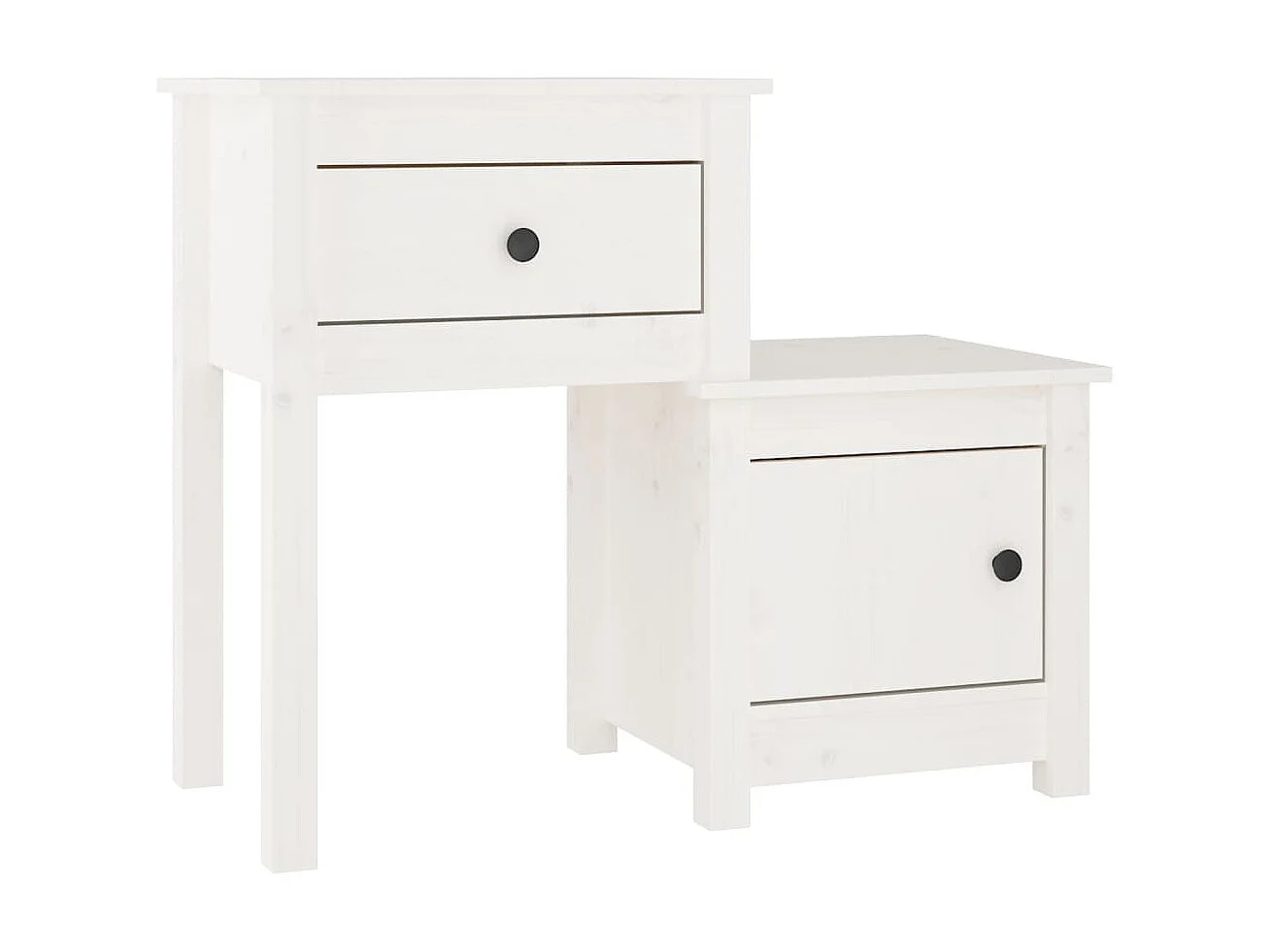 Nachttisch Nachtschrank Weiß 79,5x38x65,5 cm Massivholz Kiefer -RN75252