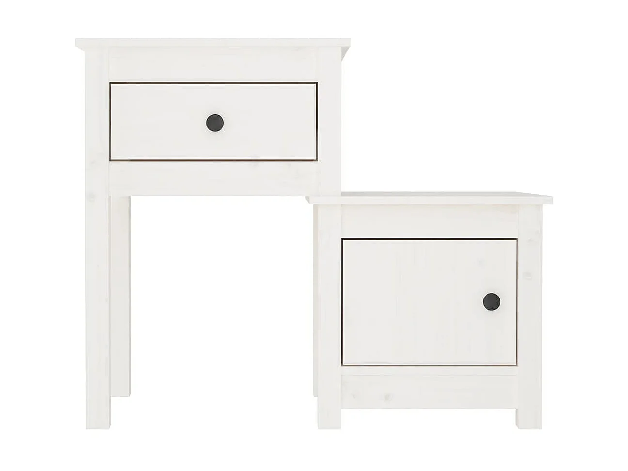 Nachttisch Nachtschrank Weiß 79,5x38x65,5 cm Massivholz Kiefer -RN75252