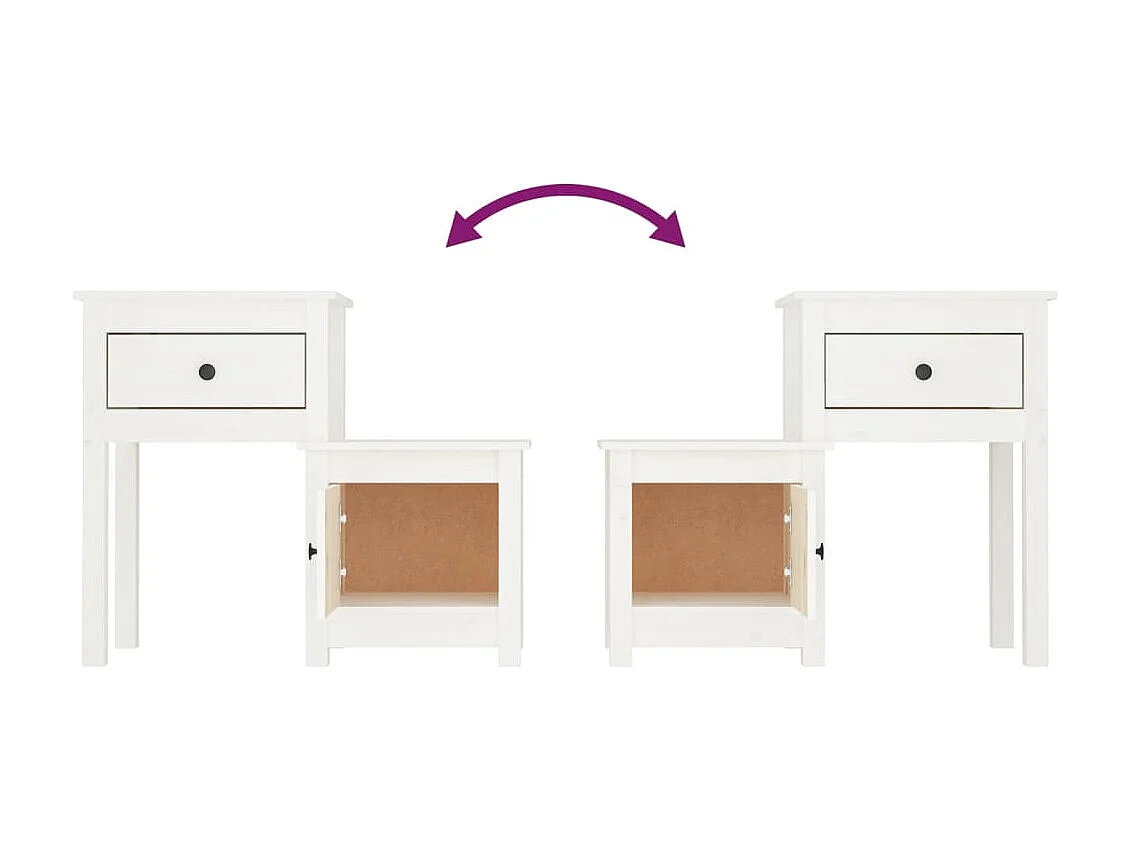 Nachttisch Nachtschrank Weiß 79,5x38x65,5 cm Massivholz Kiefer -RN75252