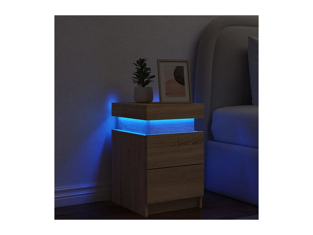 Nachttisch Nachtschrank mit LED-Leuchten Sonoma-Eiche 35x39x55 cm -RN95303