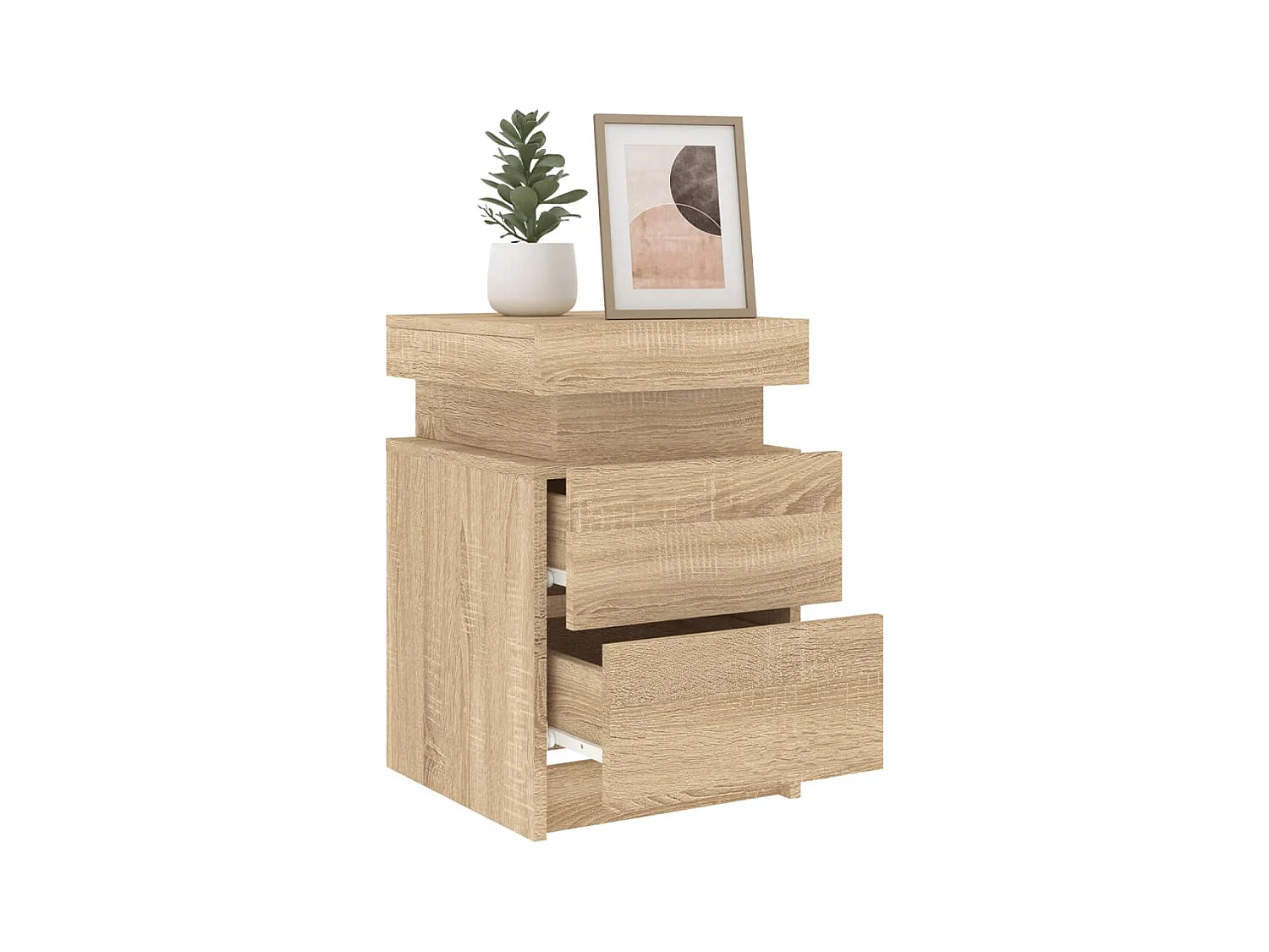 Nachttisch Nachtschrank mit LED-Leuchten Sonoma-Eiche 35x39x55 cm -RN95303