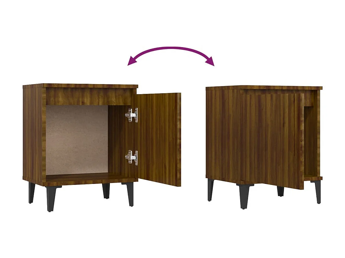 Nachttisch Nachtschrank mit Metallbeinen Braun Eichen-Optik 40x30x50 cm -RN27387