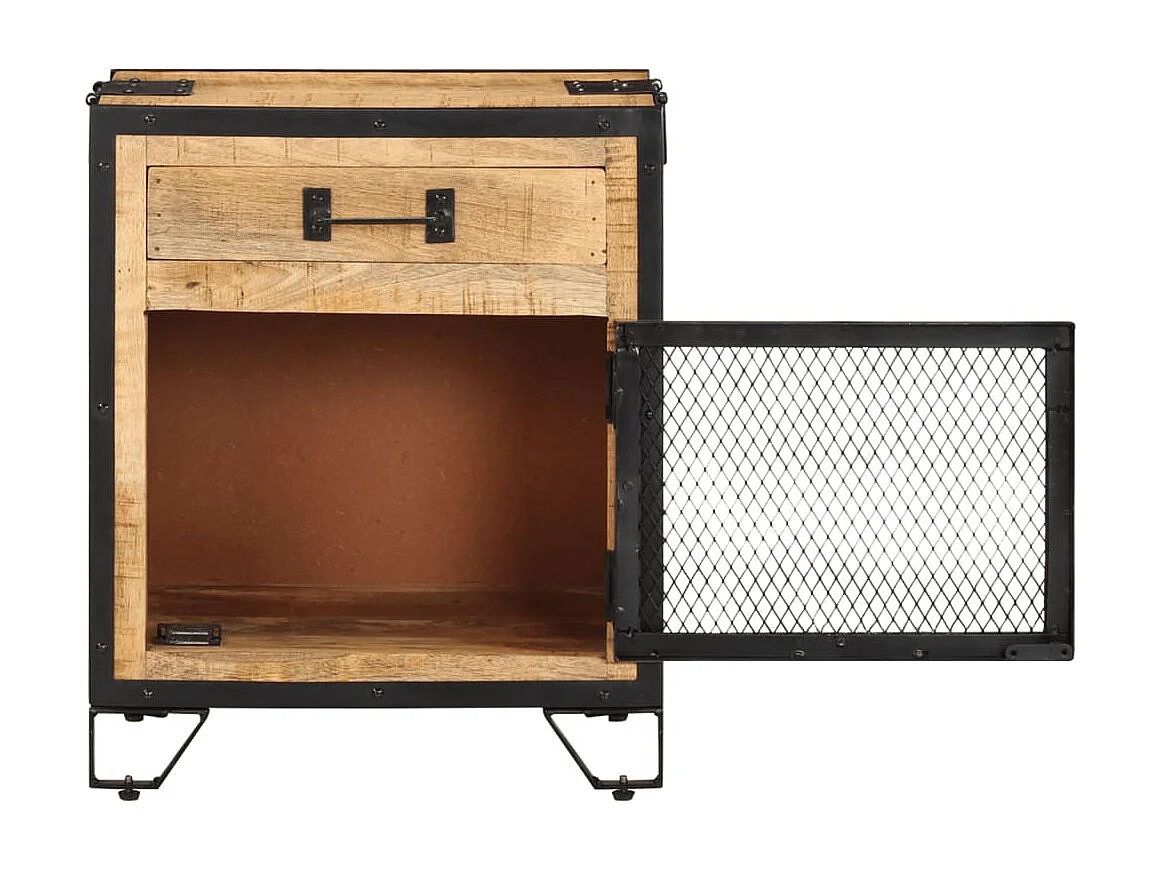 Nachttisch Nachtschrank 43×30×51 cm Raues Mango-Massivholz -RN80113