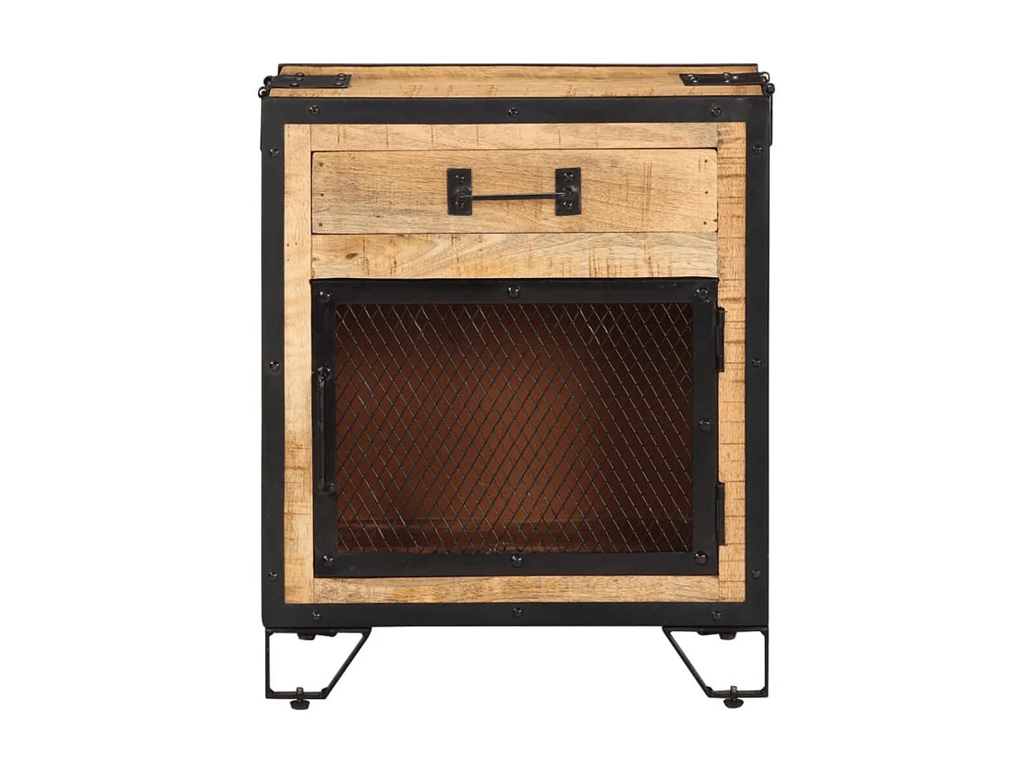 Nachttisch Nachtschrank 43×30×51 cm Raues Mango-Massivholz -RN80113