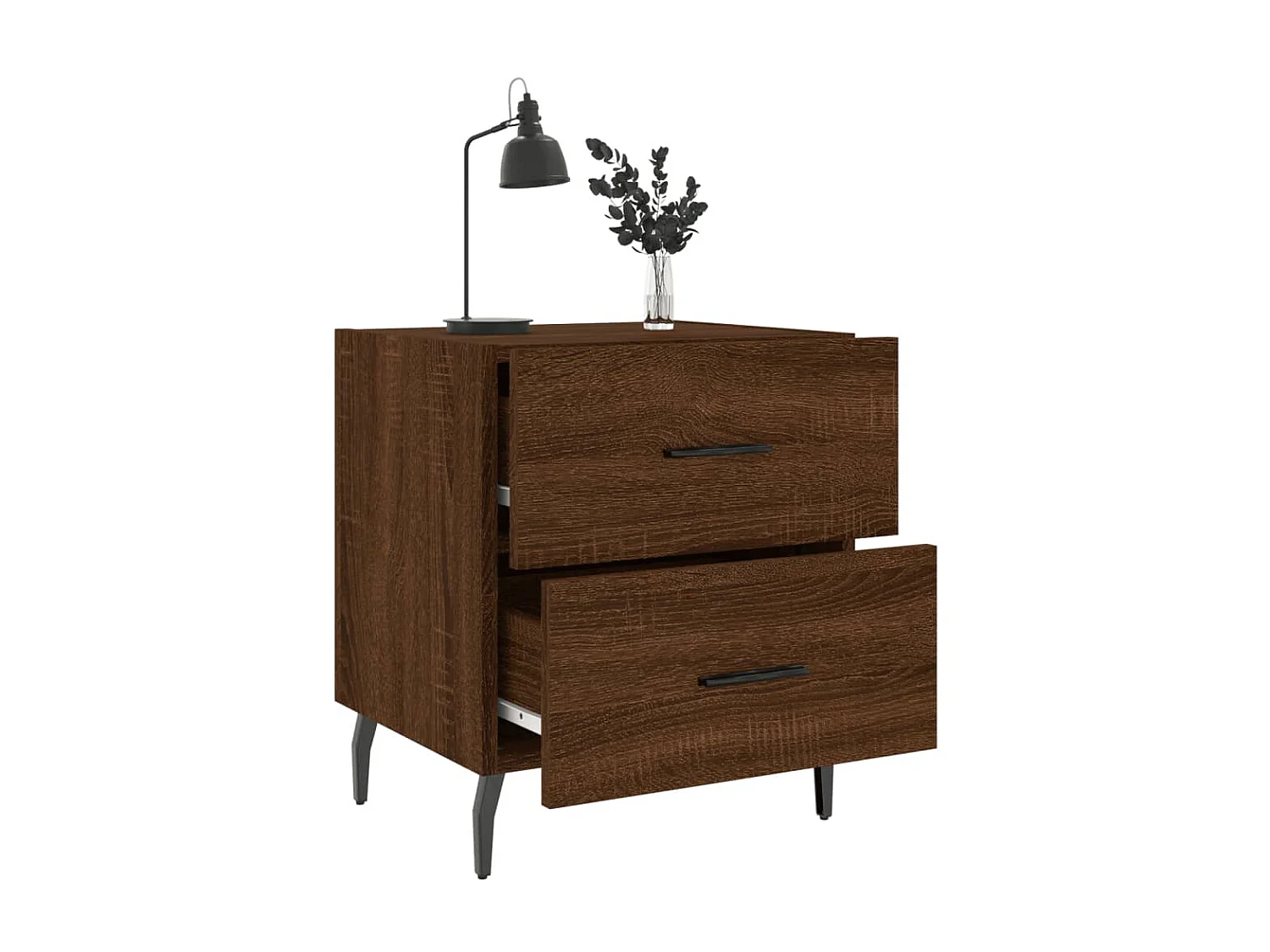 2er-Set Nachttische Nachtschrank Braun Eichen-Optik 40x35x47,5cm Holzwerkstoff -RN33647