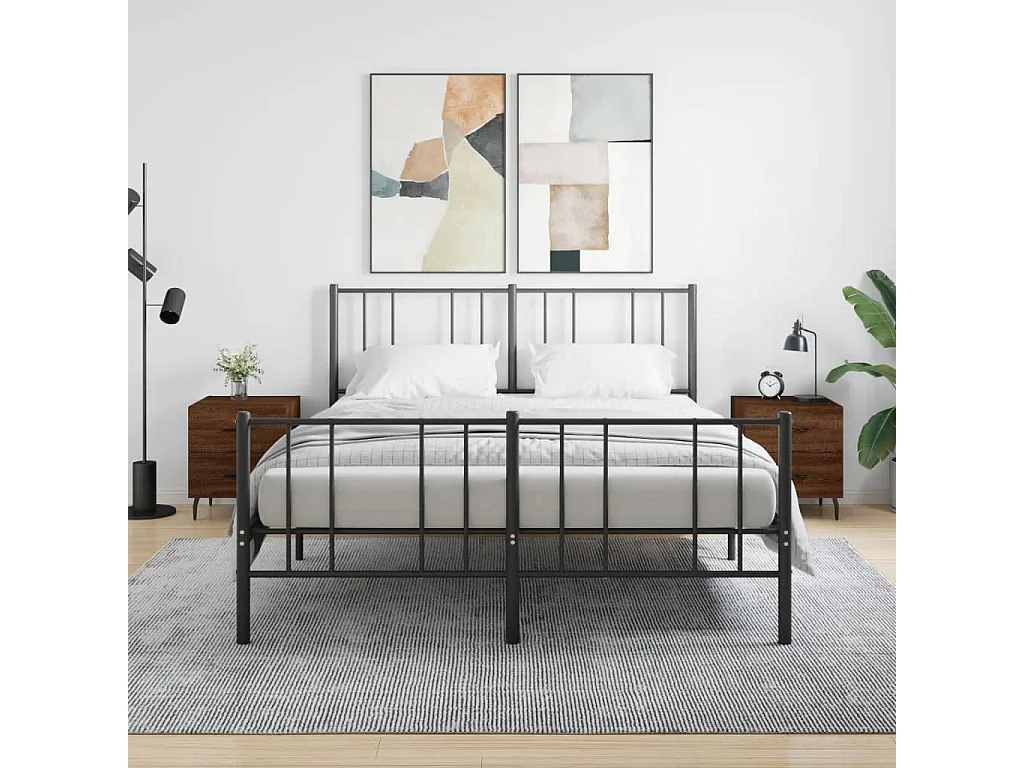 2er-Set Nachttische Nachtschrank Braun Eichen-Optik 40x35x47,5cm Holzwerkstoff -RN33647