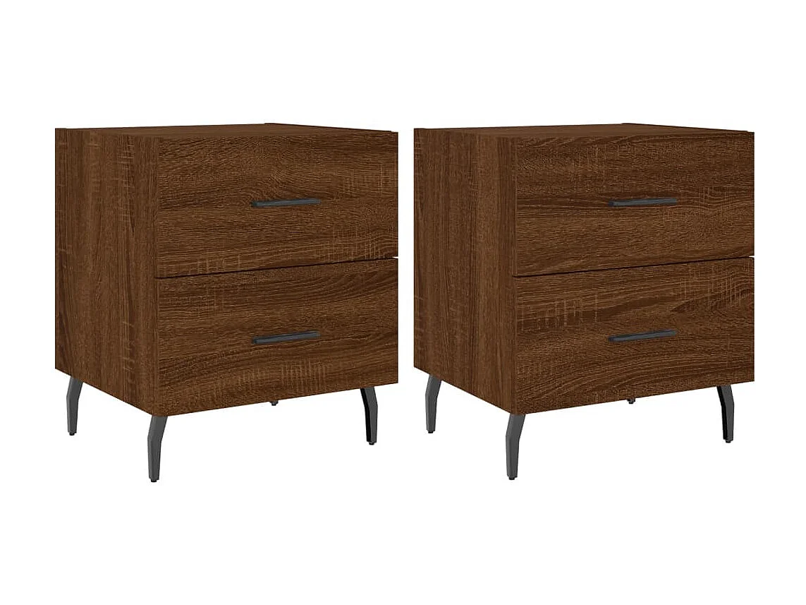2er-Set Nachttische Nachtschrank Braun Eichen-Optik 40x35x47,5cm Holzwerkstoff -RN33647